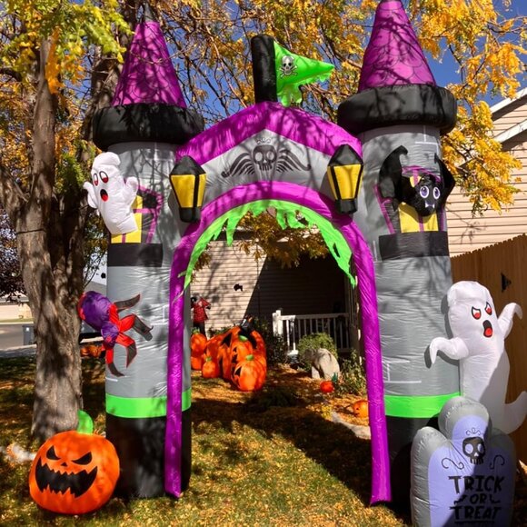 12.5 FT Ghost Castle Halloween Blow Up Inflatable Decorations with LED Light - Picture 1 of 9